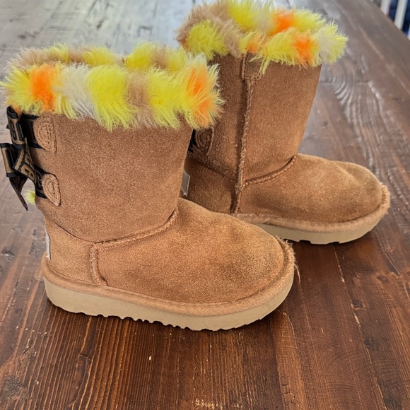 UGG Kids' Tan Boots with Yellow and Orange Accents - Picture 1 of 4